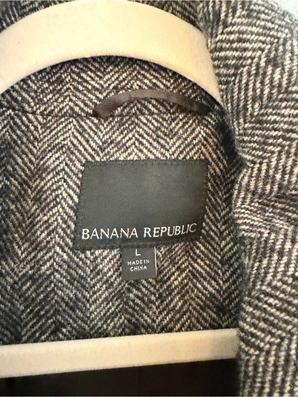 Banana Republic Grey Herringbone Pea Coat